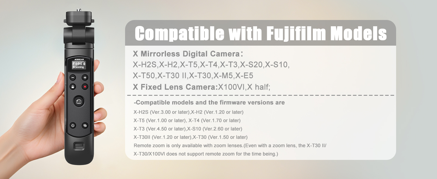 pour trépied d'appareil photo Fujifilm avec déclencheur rechargeable
