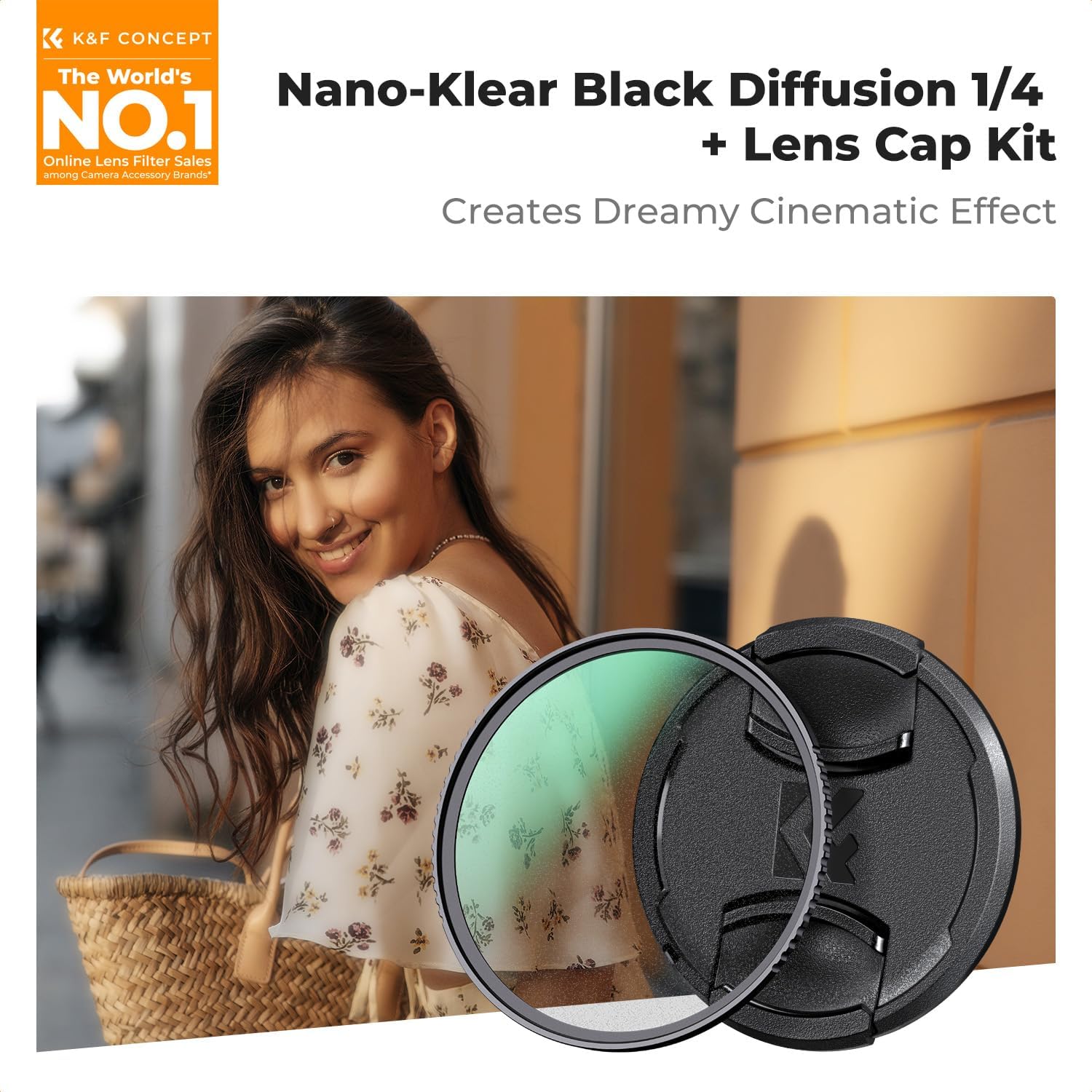 K&F CONCEPT Filtre à diffusion noir 1/4 49 mm + capuchon d'objectif, filtre à effet cinématique avec 18 revêtements multicouches compatible avec la bague d'adaptation Fujifilm Fuji X100VI (série K) – Image 2