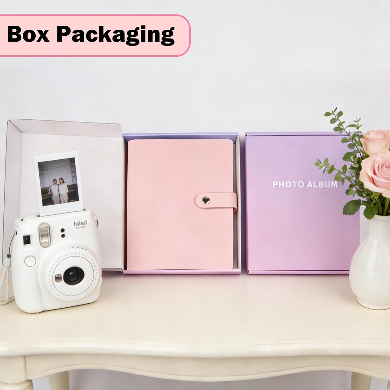 Album photo 320 pochettes pour appareil photo instantané Fujifilm Instax Mini LiPlay 12 11 9 8 40 41 99 Evo 7S, livre photo avec couverture en cuir PU pour photos Polaroid 2x3 (rose) – Image 2
