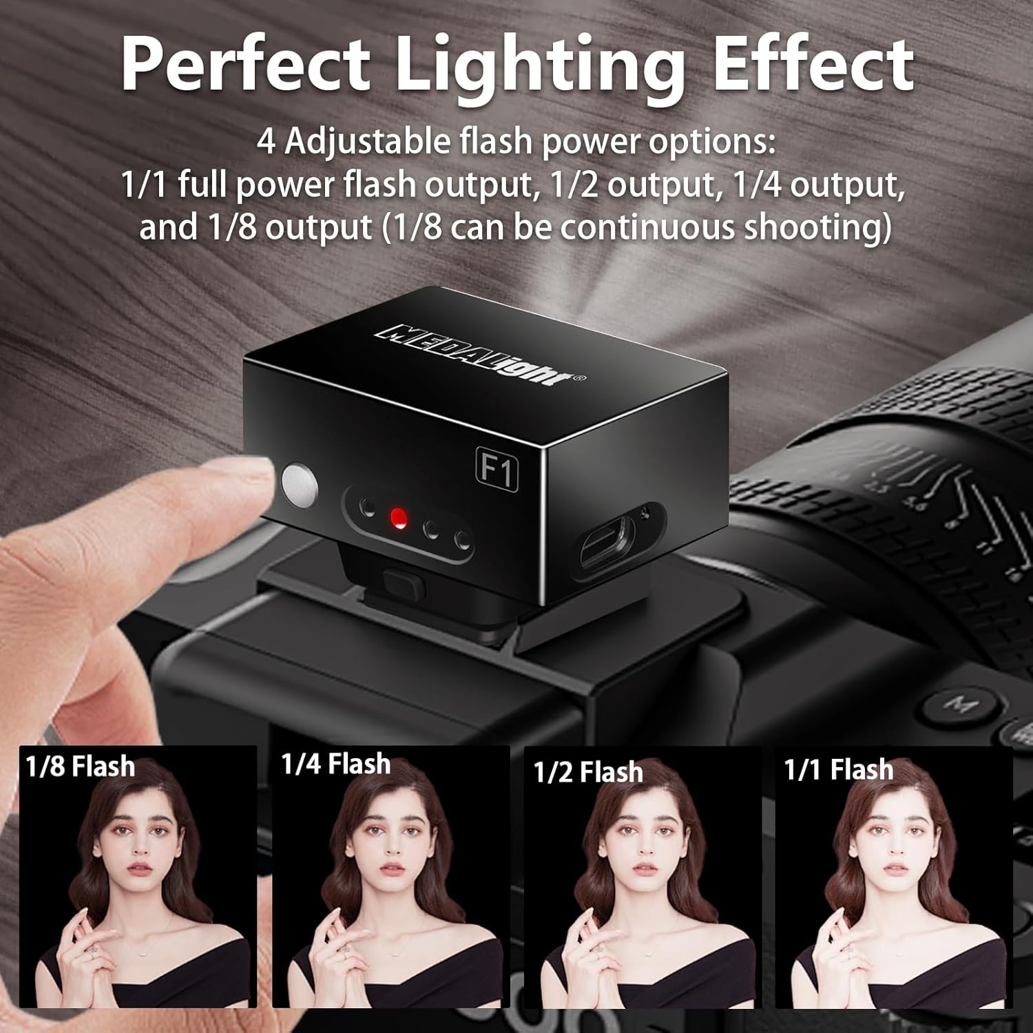 Mise à niveau du mini flash d'appareil photo F1 en aluminium avec diffuseur pour Ricoh GR3/GR3X/Fuji/Sony ZV1/Nikon/Canon/Olympus/appareils photo numériques, sabot Speedlite portable pour appareil photo reflex numérique (noir). – Image 8