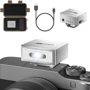 F1 Mini appareil photo flash Flash Speedlite pour Ricoh (GR3/GR3X, etc.) Fuji/Sony ZV1/Nikon/Canon, appareils photo numériques, mini lampe de poche portable pour appareils photo reflex numériques. (Argent)