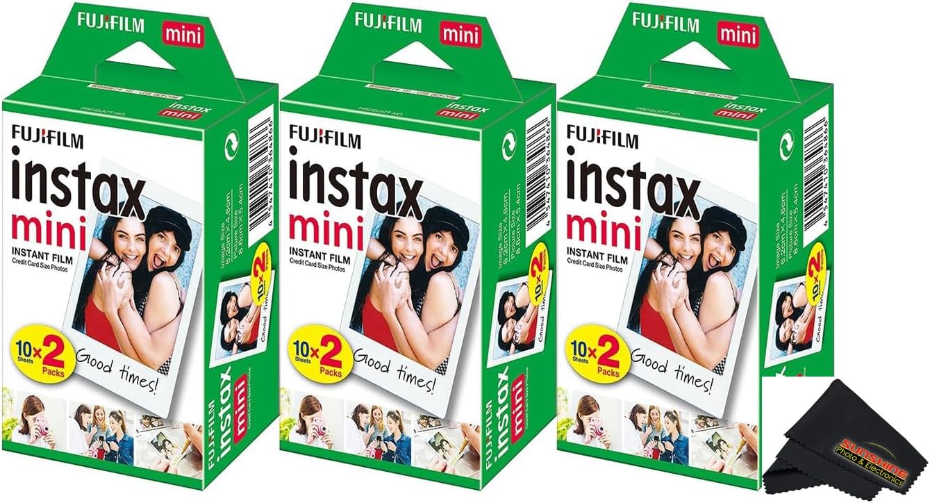 Fujifilm 16437396 Instax Mini Twin Pack Format d'image Film lumière du jour instantanée Pack de 3 (60 clichés) – Image 3