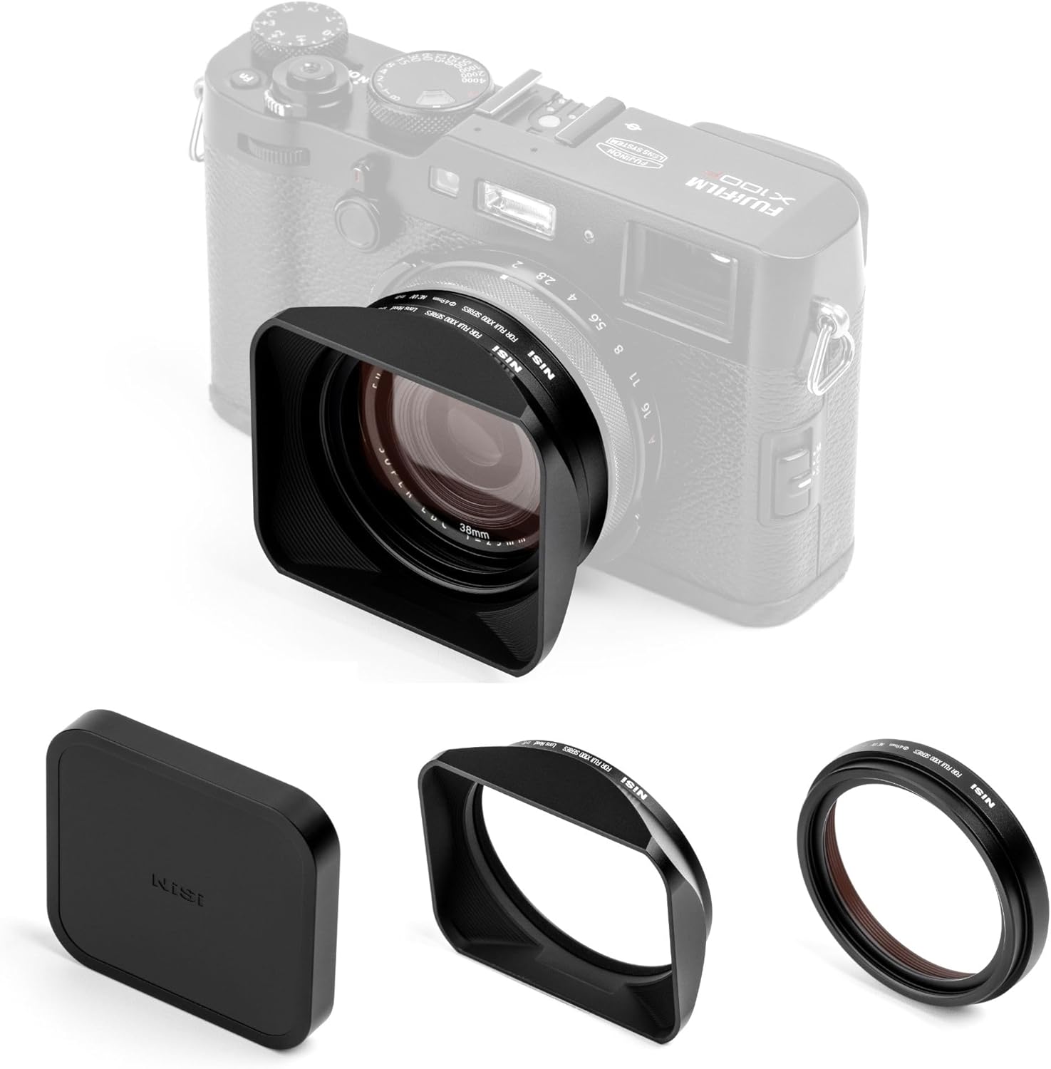 NiSi - Kit adaptateur noir pour appareil photo Fujifilm X100 Series - Protection d'objectif pour appareils photo Fuji X100 (X100, X100S, X100F, X100T, X100V, X100VI) - Conception durable, nano-revêtement et fonctionnalités de filtre UV améliorées