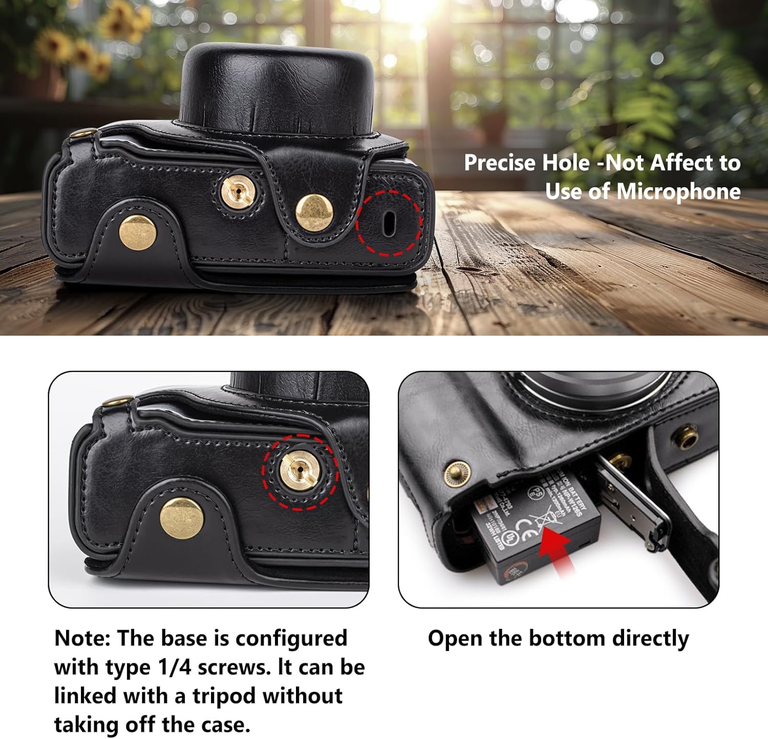 MUZIRI KINOKOO Étui compatible avec appareil photo numérique Fujifilm X100VI, housse de protection en cuir PU avec bandoulière réglable, portable et facile à transporter – Noir – Image 5