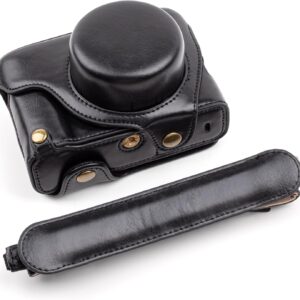 MUZIRI KINOKOO Étui compatible avec appareil photo numérique Fujifilm X100VI, housse de protection en cuir PU avec bandoulière réglable, portable et facile à transporter – Noir