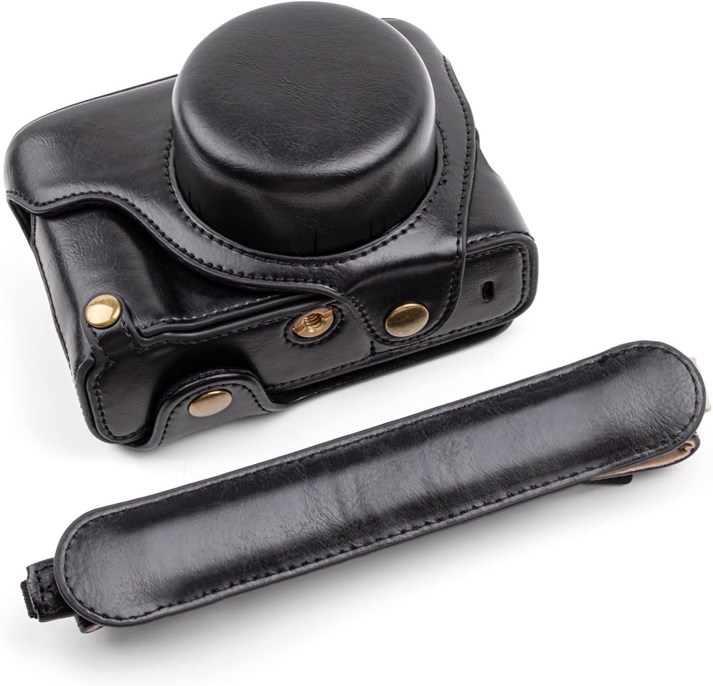 MUZIRI KINOKOO Étui compatible avec appareil photo numérique Fujifilm X100VI, housse de protection en cuir PU avec bandoulière réglable, portable et facile à transporter – Noir