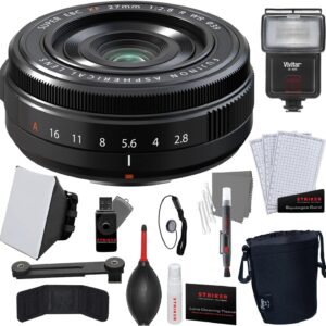 Objectif Fujifilm XF 27 mm f/2.8 R WR + kit de démarrage photo Striker Deluxe (11 pièces) + pochette d'objectif Keep Co. - Moyen