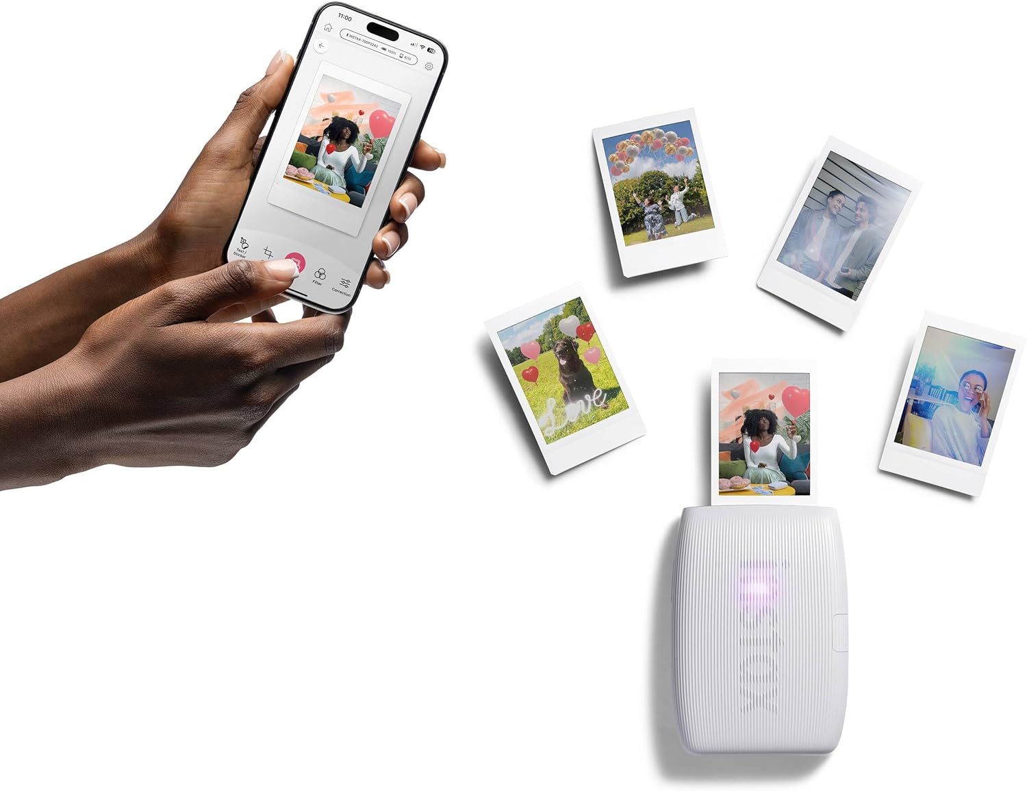 Bundle avec imprimante compatible pour smartphone Fuji Mini Link 3 Clay White + Fuji Film Value Pack 20 feuilles d'accessoires avec album + 5 cadres de bureau en plastique + cadres en papier et autocollants (blanc argile) – Image 3
