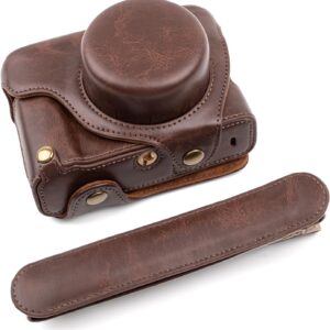 MUZIRI KINOKOO Étui compatible avec appareil photo numérique Fujifilm X100VI, housse de protection en cuir PU avec bandoulière réglable, portable et facile à transporter – Café