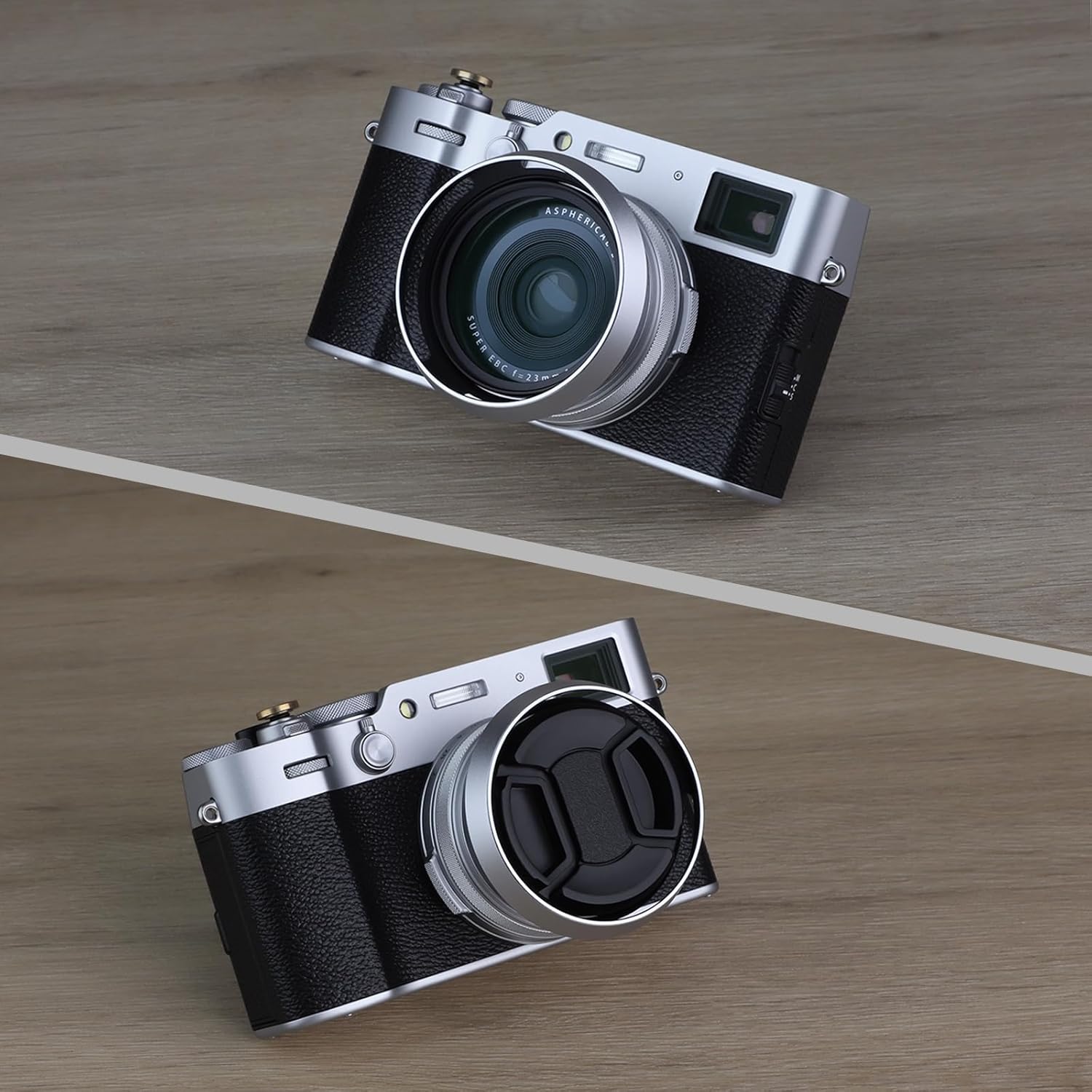 Haoge LH-X53W Pare-soleil 3 en 1 avec bague d'adaptation et capuchon pour appareil photo Fujifilm x100vi Fuji FinePix X70 X100 X100S X100T X100F X100V Argent remplace Fujifilm LH-X100 – Image 3