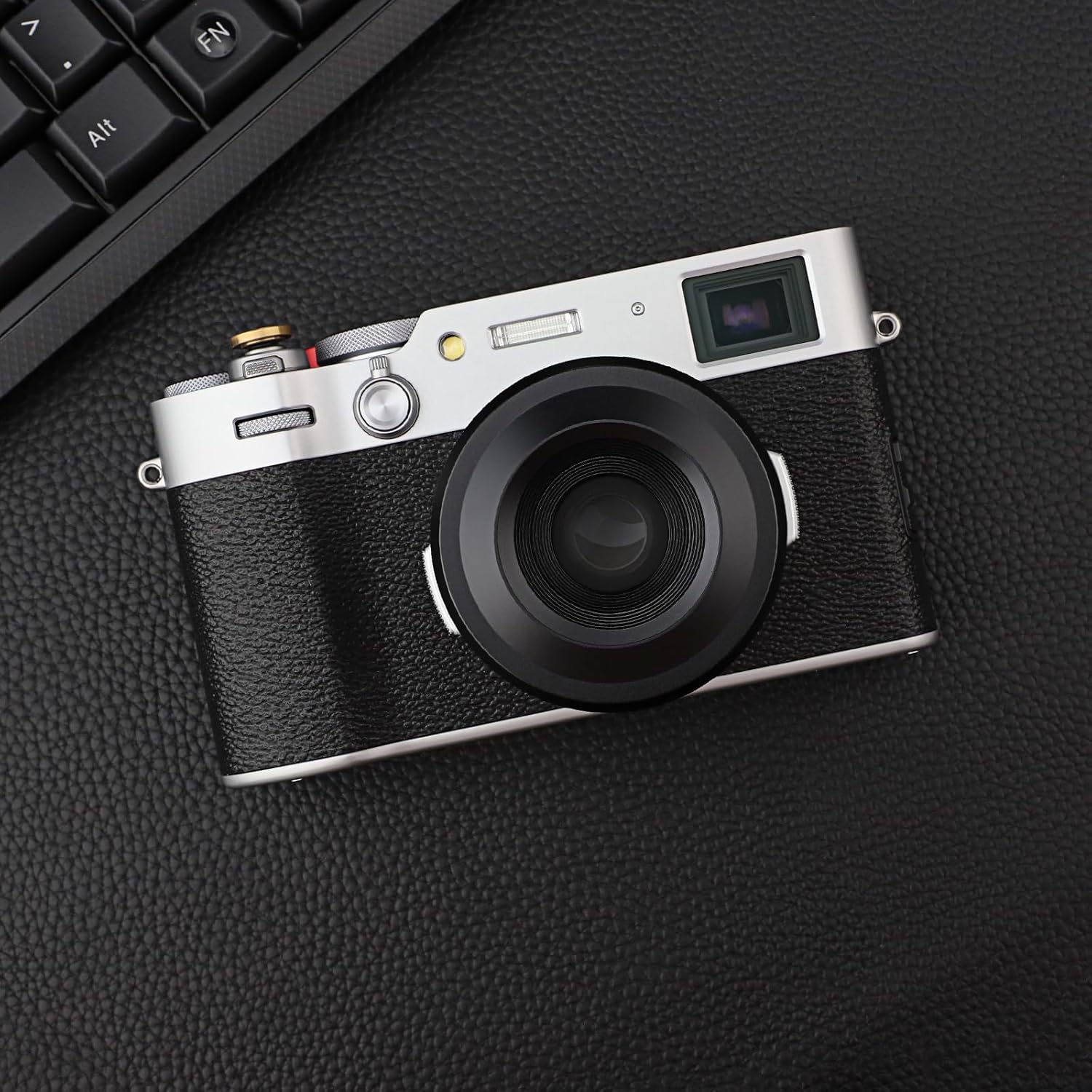 Haoge LH-X51B Pare-soleil ultra fin 2 en 1 entièrement en métal avec jeu de bagues d'adaptation pour accessoires d'appareil photo Fujifilm X100VI FinePix X100V Noir – Image 2