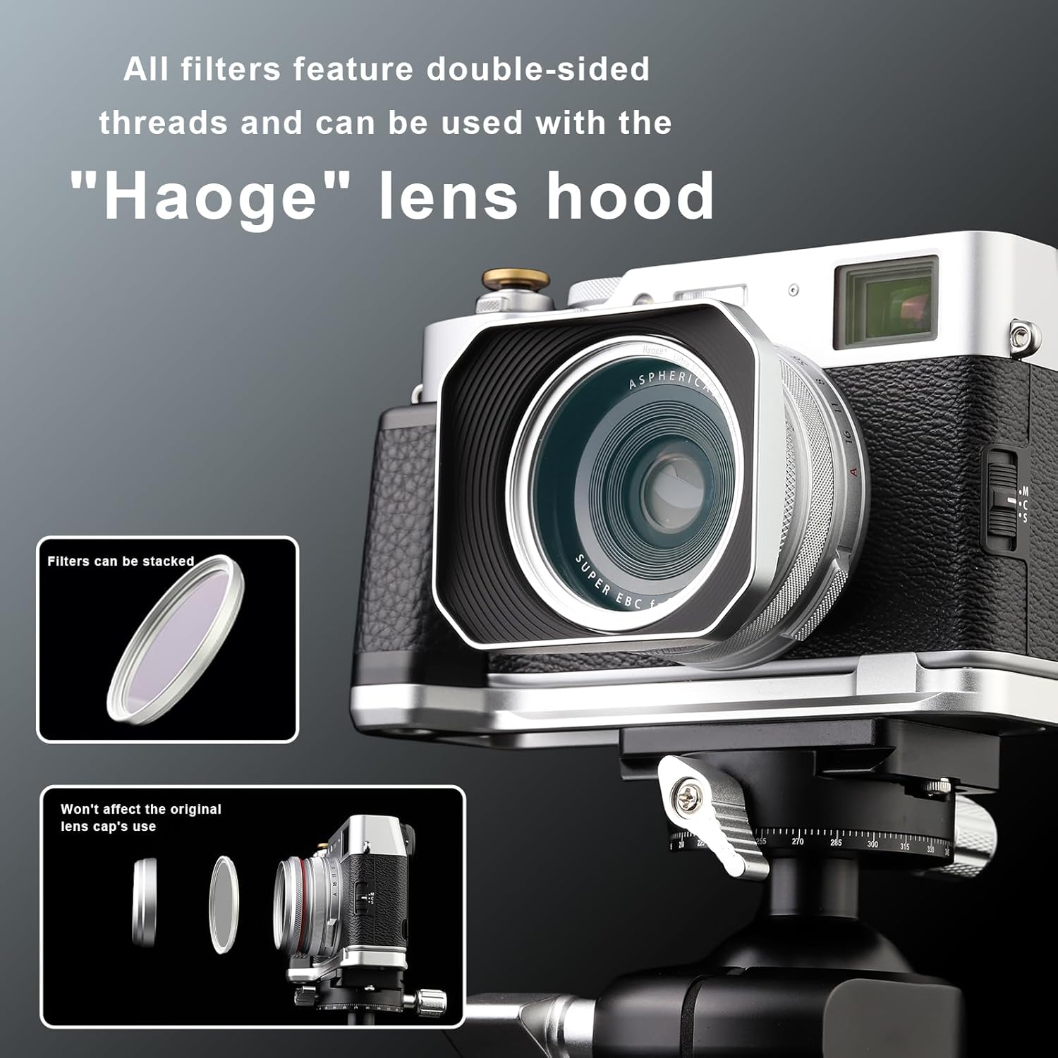 Haoge Filtre de protection d'objectif UV MC 49 mm pour Sony FE 50 mm 40 mm 2,5 G Fuji GFX100RF X100VI x100f X100V X100S X100T Leica Q3 43 Q2 q116 Verre optique d'objectif d'appareil photo ultra fin 18 revêtements multicouches Argent – Image 8