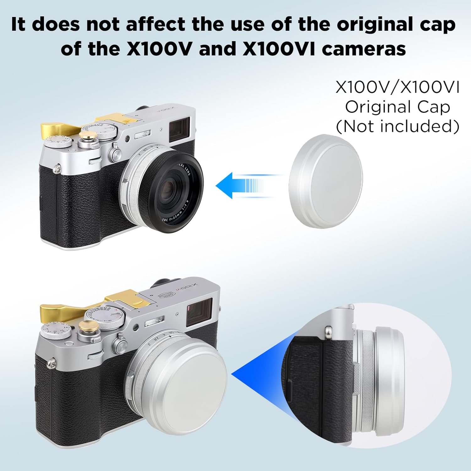 Haoge MC Filtre de protection d'objectif de caméra UV pour appareil photo Fujifilm X100VI Fuji X100V avec bague d'adaptation intégrée Noir LUV-XVIB – Image 8