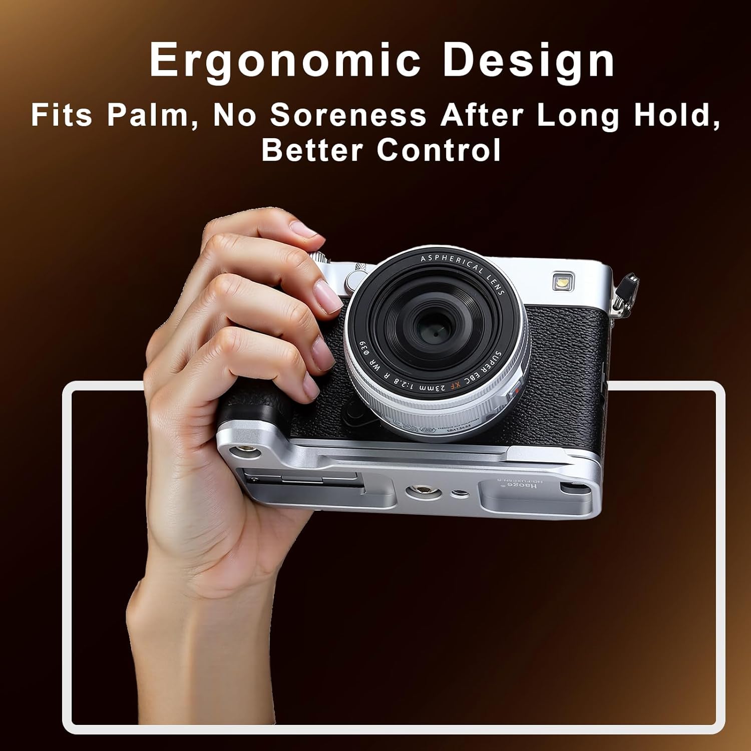 Poignée Haoge pour corps d'appareil photo Fujifilm X-E5 support de poignée en forme de L HG-FUXE5N-S argent avec plaque standard Arca-Swiss – Image 2