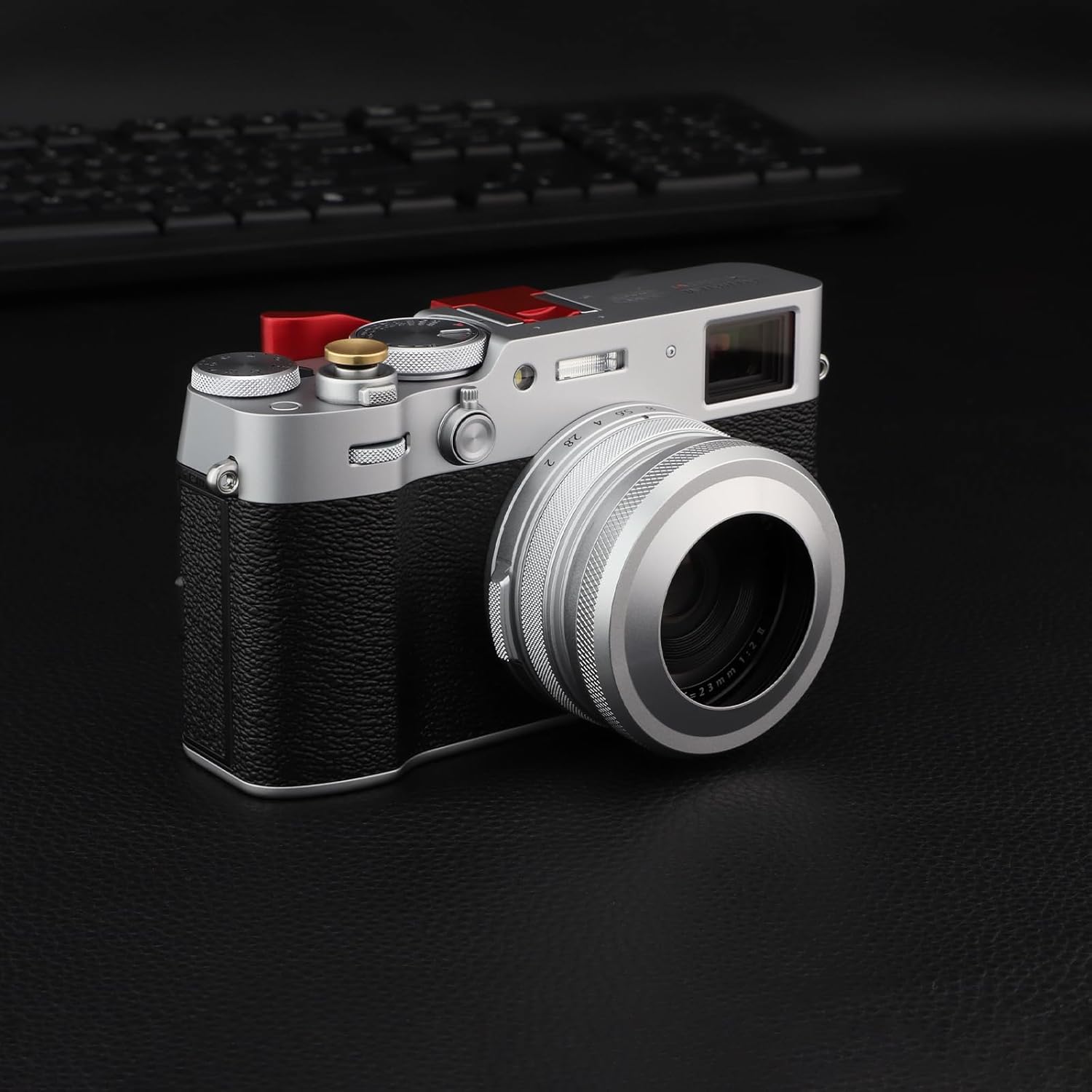 Haoge LH-X51W Pare-soleil ultra-mince 2 en 1 entièrement en métal avec jeu de bagues d'adaptation pour appareil photo Fuji X100VI Fujifilm FinePix X100V Argent – Image 2