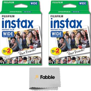 Fujifilm Wide Instant Film Twin Pack X2 (40 feuilles) + chiffon de nettoyage pour appareil photo et objectif
