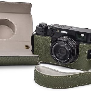 VOVMOEYA Étui pour appareil photo X100VI, demi-étui pour appareil photo X100VI, étui en cuir PU compatible avec appareil photo numérique X100VI avec dragonne pour appareil photo - Vert