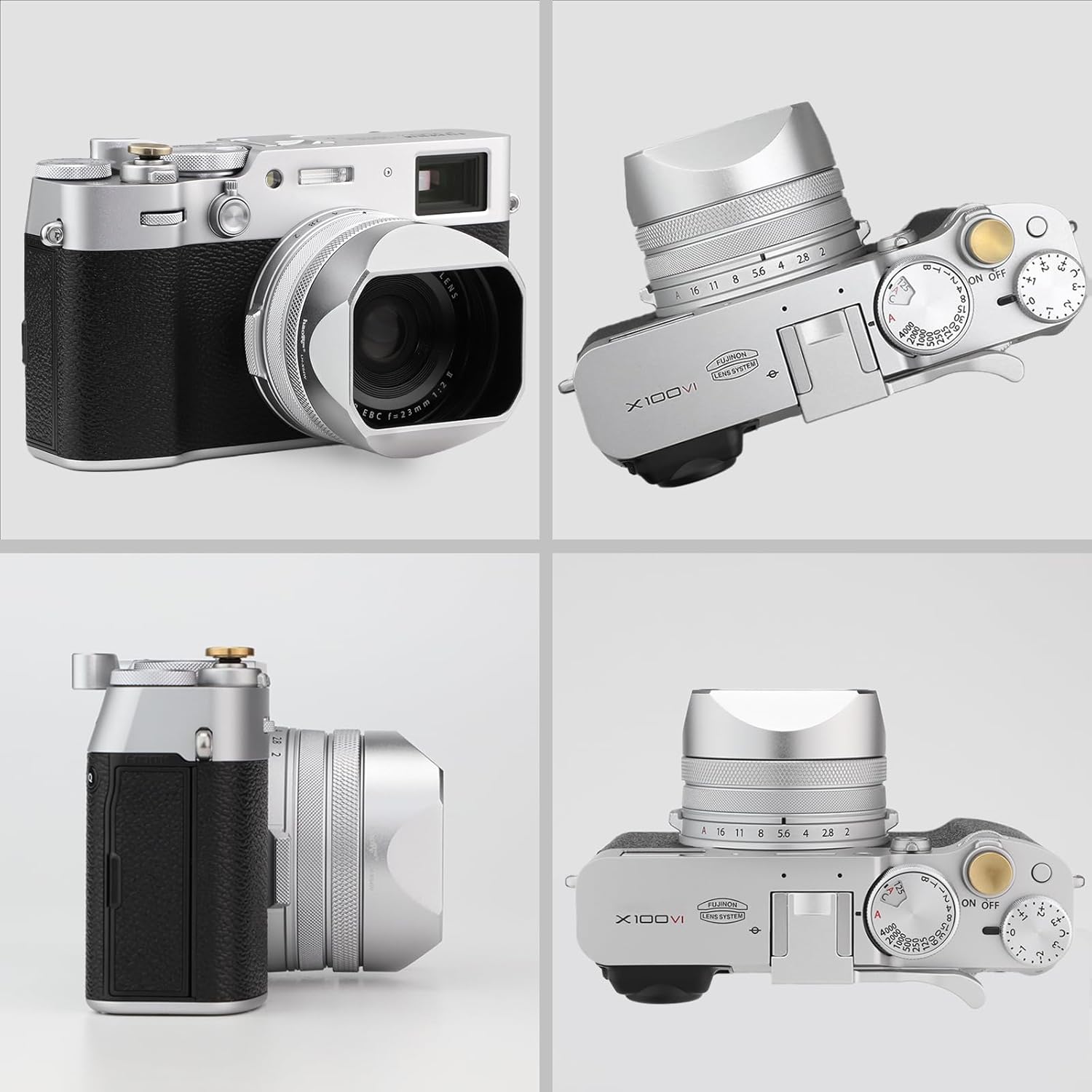 Haoge Pare-soleil carré en métal pour Fuji X100VI Fujifilm FinePix X100V X100F X100 X100S X100T X70 Accessoires d'appareil photo Argent avec capuchon et kit de bague d'adaptation 49 mm – Image 9
