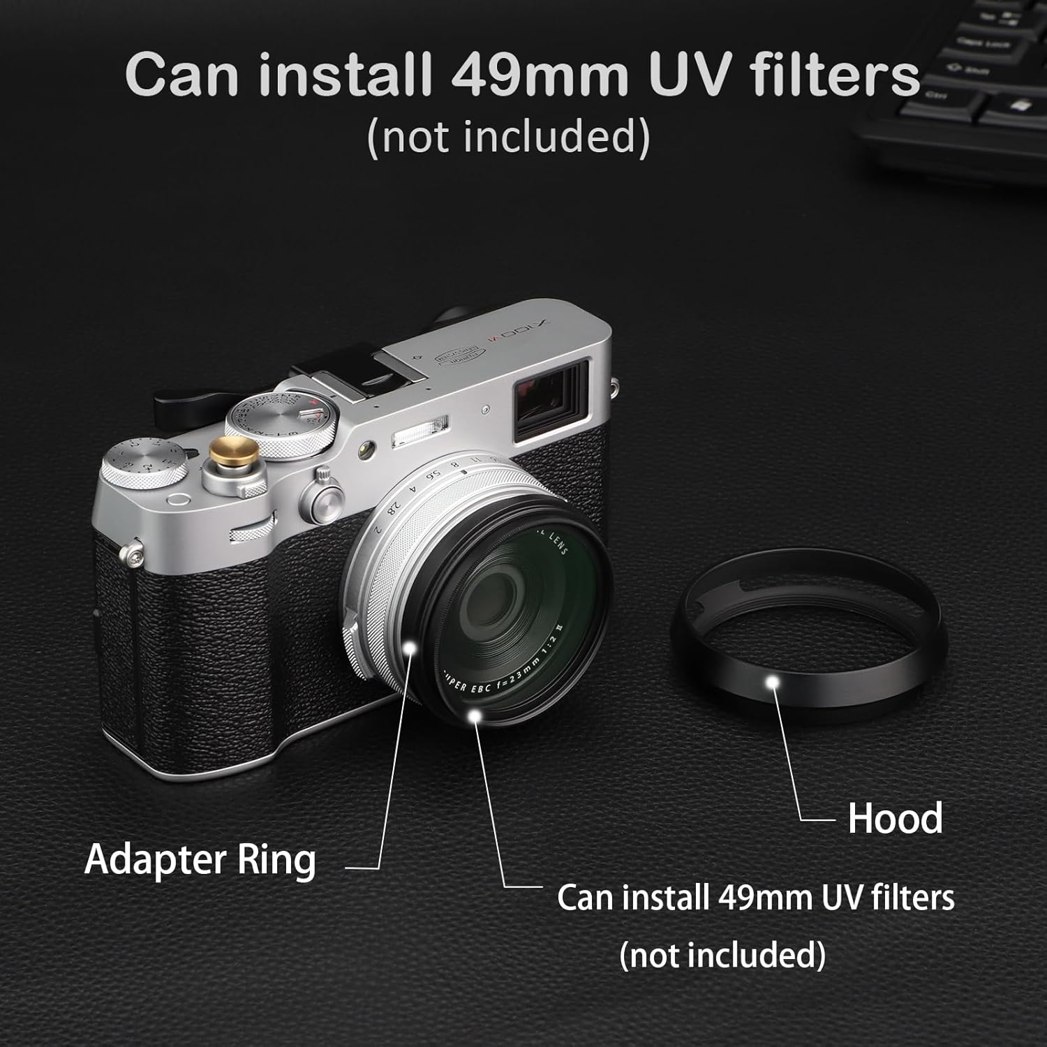 Haoge LH-X53B Pare-soleil 3 en 1 avec bague d'adaptation et capuchon pour appareil photo Fujifilm X100VI Fuji FinePix X70 X100 X100S X100T X100F X100V Noir remplace Fujifilm LH-X100 – Image 4