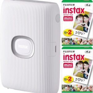Imprimante instantanée pour smartphone Fujifilm Instax Mini Link 2 (blanc argile) et pack de films doubles Fujifilm Instax Mini (40 expositions)