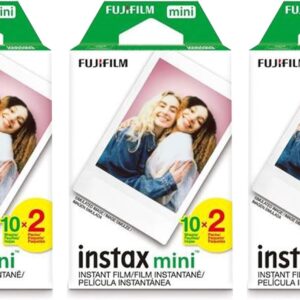 Fujifilm Instax Mini Film instantané (3 paquets jumeaux, 60 images au total) pour appareils photo Instax