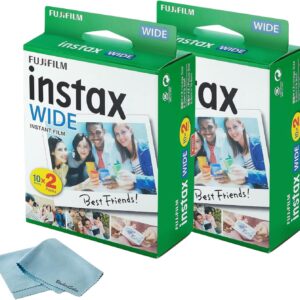 Fujifilm Instax Wide Films instantanés pour Fuji Instax Wide (40 expositions) + chiffon de nettoyage en microfibre BluebirdSales