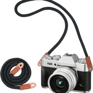 Sangle d'appareil photo compatible avec Fujifilm X100VI, GFX 100 II, X-T5, X-H2S, X-H2, X-T30 II, GFX 50S II, X-S10 – Sangle d'appareil photo durable en pur coton, sangle de cou confortable pour prise de vue quotidienne