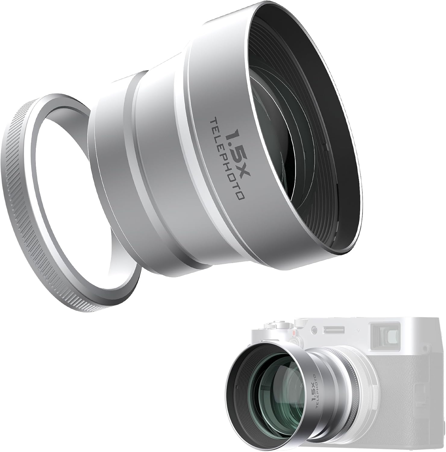 Freewell Téléobjectif 1,5X compatible avec Fuji X100VI X100V, zoom amélioré et conception légère