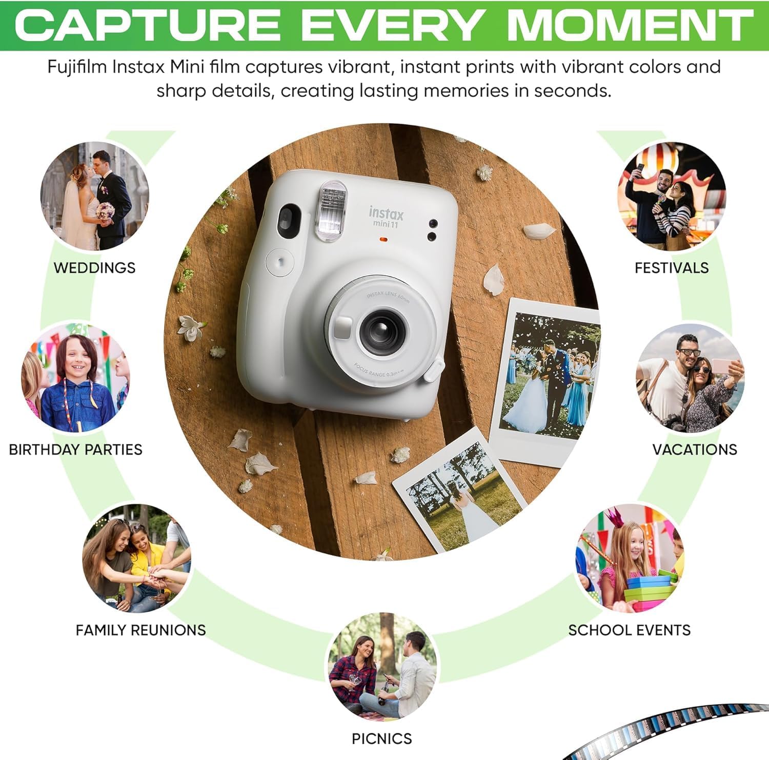 Fujifilm Instax mini Film lumière du jour instantanée (packs jumeaux + clé USB 32 Go) avec chiffon de nettoyage en microfibre Sunshine Photo... (1 pack double) – Image 5