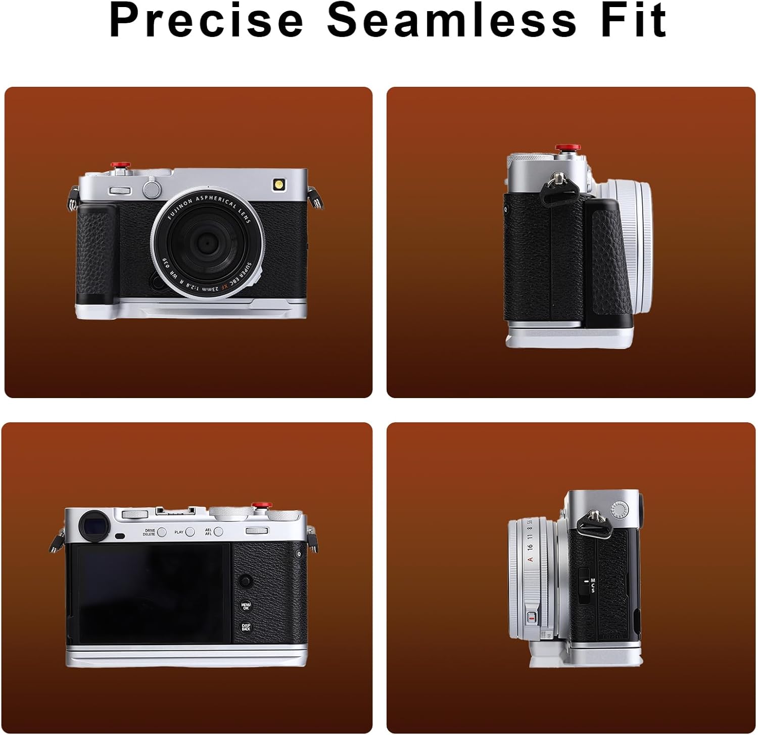 Poignée Haoge pour corps d'appareil photo Fujifilm X-E5 support de poignée en forme de L HG-FUXE5N-S argent avec plaque standard Arca-Swiss – Image 8