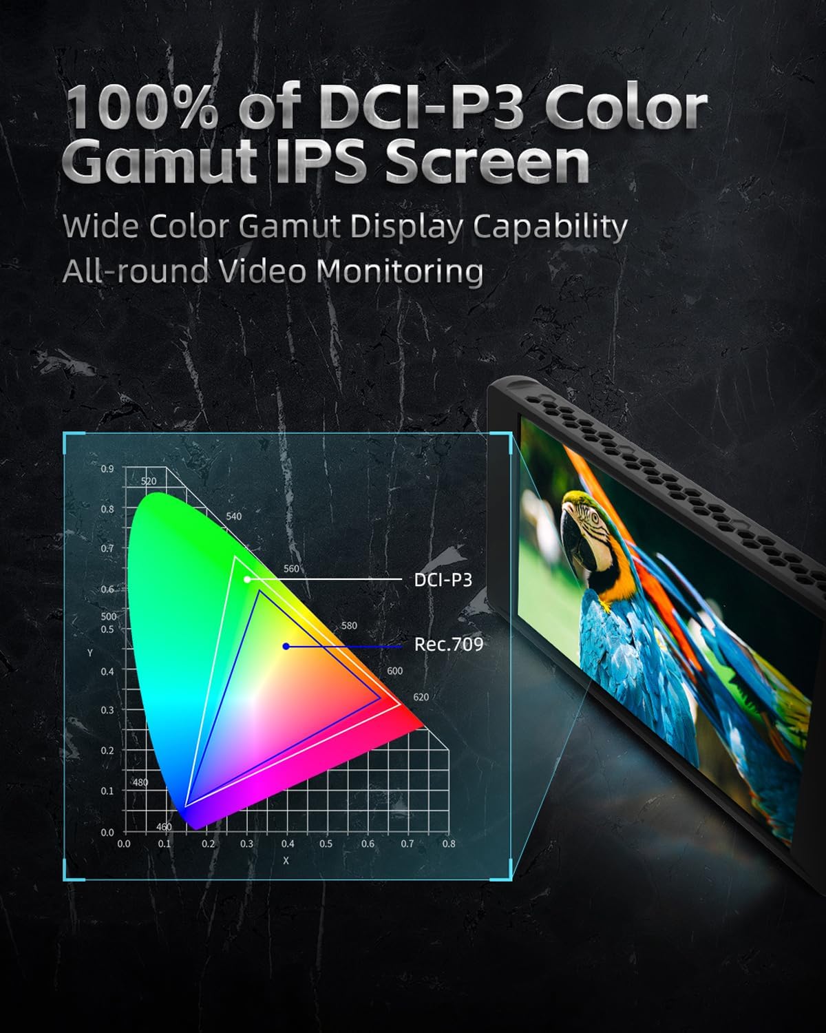 Moniteur de champ de caméra Portkeys PT6 5,2" 600nit Moniteur de caméra à écran tactile Prise de vue verticale Extensible Sortie LUT 3D Large gamme de couleurs Nouvelle forme d'onde RVB de pointe pour reflex numérique – Image 2