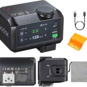 GODOX IT30Pro F TTL Mini flash pour appareil photo avec déclencheur et récepteur 2,4 G intégrés 2,4 G compatible avec les appareils photo Fujifilm, GN15 ISO100, 1/8000s HSS, batterie 7,4 V/900 mAh, temps de recyclage 1,5 s 560 flashs (noir)