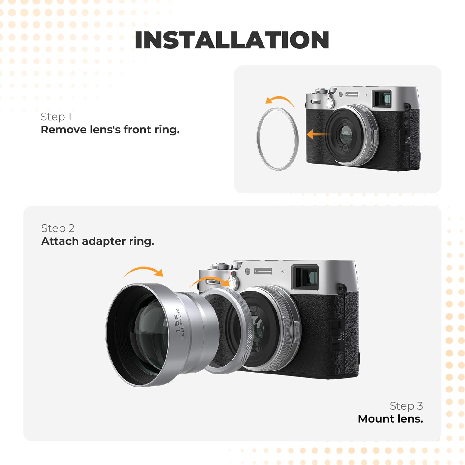 Freewell Téléobjectif 1,5X compatible avec Fuji X100VI X100V, zoom amélioré et conception légère – Image 5