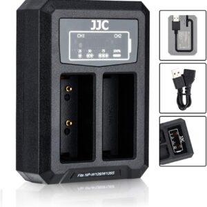 NP-W126 NP-W126S Chargeur de batterie double chargeur avec câble USB intégré pour Fujifilm X100VI X-T50 X-T30 II X-S10 X-PRO3 X-Pro2 X-Pro1 X-T30 X-T20 X-T10 X-T3 X-T2 X100V X100F X-E4 X-E3 X-E2 X-E1 X-A5 X-A3