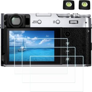 PCTC X100V X-T4 Lot de 3 films de protection d'écran compatibles avec Fujifilm X100VI X100V X-T4 X-E4, haute définition 0,3 mm, dureté 9H, facile à installer contre les bulles