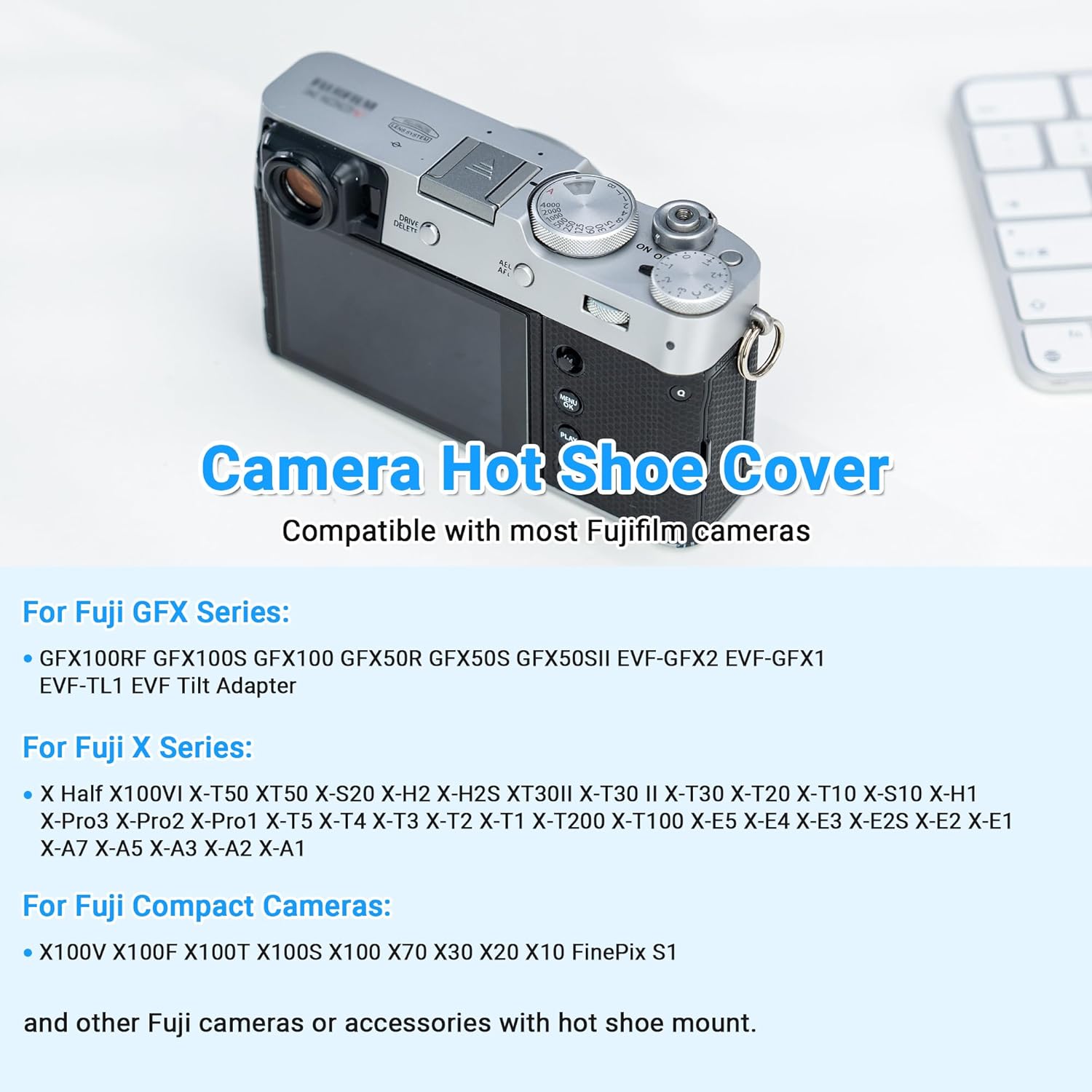 Capuchon de protection argenté pour appareil photo Fujifilm X-T30 III X-E5 X Half X100VI X-T50 X-S20 XT5 XT4 XT3 XT2 GFX 100RF 50S II XH2 XH2S XT30II XT20 XT10 XS10 XE4 XT200 XT100 X100V X100F X100T XPro3 – Image 2