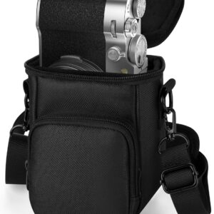 CaSZLUTION Étui de voyage pour appareil photo numérique Fujifilm X100VI X100V X100F X100T X100S, rangement portable avec passant de ceinture et sangle compatible avec appareil photo hybride Canon PowerShot V1, noir (étui uniquement)