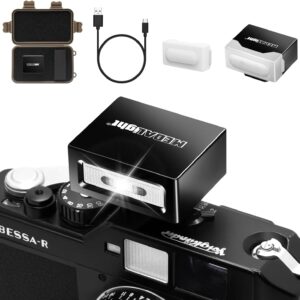 Mise à niveau du mini flash d'appareil photo F1 en aluminium avec diffuseur pour Ricoh GR3/GR3X/Fuji/Sony ZV1/Nikon/Canon/Olympus/appareils photo numériques, sabot Speedlite portable pour appareil photo reflex numérique (noir).