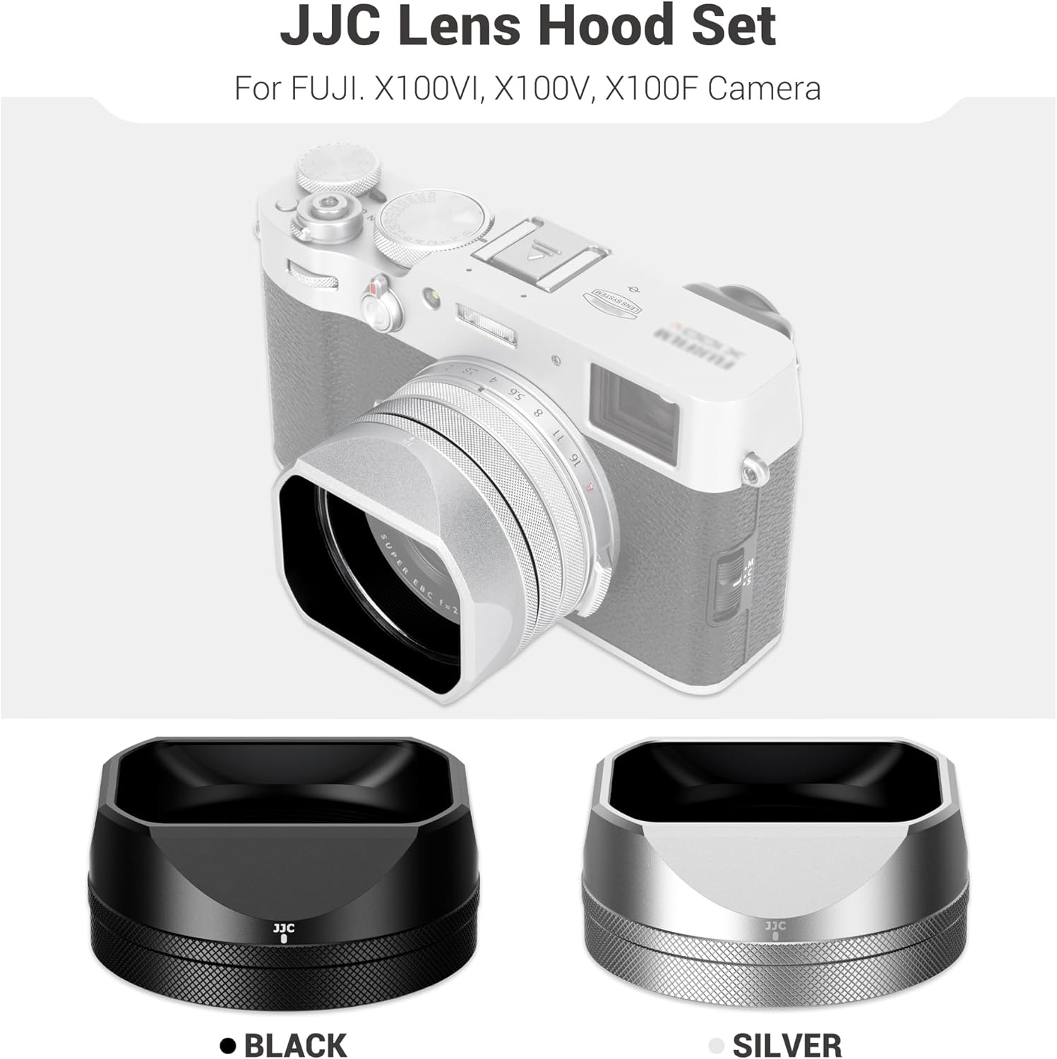 Pare-soleil carré en métal X100VI avec capuchon et anneau adaptateur de filtre 49 mm, couvercle de protection pour appareil photo Fujifilm Fuji X100VI X100V X100F, bloque la lumière parasite (filtre non inclus) – Noir – Image 9