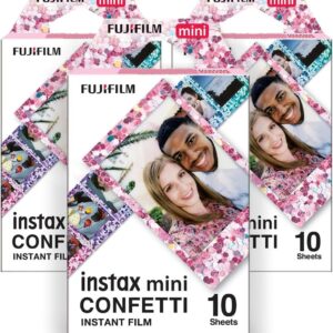 Fujifilm Instax Confetti Mini Film (10 expositions, lot de 3) Photos instantanées aux couleurs vives, compatible avec les appareils photo Fujifilm Instax Mini, captivez des souvenirs avec de superbes motifs de confettis (3 pièces)