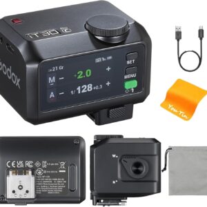 GODOX IT30 Pro C TTL Mini flash pour appareil photo avec déclencheur et récepteur 2,4 G intégrés 2,4 G compatible avec les appareils photo Canon, GN15 ISO100, 1/8000s HSS, batterie 7,4 V/900 mAh, temps de recyclage 1,5 s 560 flashs (noir)