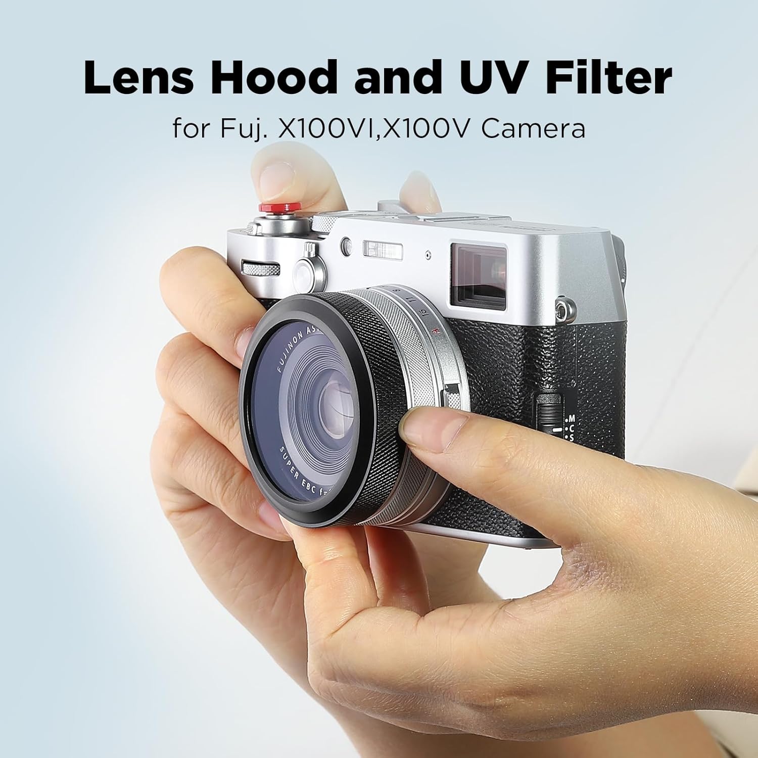 Haoge MC Filtre de protection d'objectif de caméra UV pour appareil photo Fujifilm X100VI Fuji X100V avec bague d'adaptation intégrée Noir LUV-XVIB – Image 2