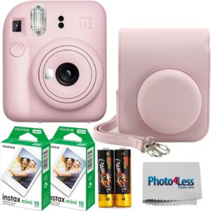 Fujifilm Instax MiniI 12 Appareil photo instantané Blossom Pink, Fujifilm Instax Mini Twin Pack Film instantané 20 impressions, étui protecteur, coffret cadeau