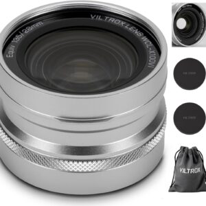 VILTROX WCL-X100VI Objectif de conversion large pour appareil photo Fujifilm série X100, objectif de reconnaissance automatique grand angle 0,8X pour appareils photo Fuji Fujifilm X100VI, X100V, X100F, X100S, X100 - Argent