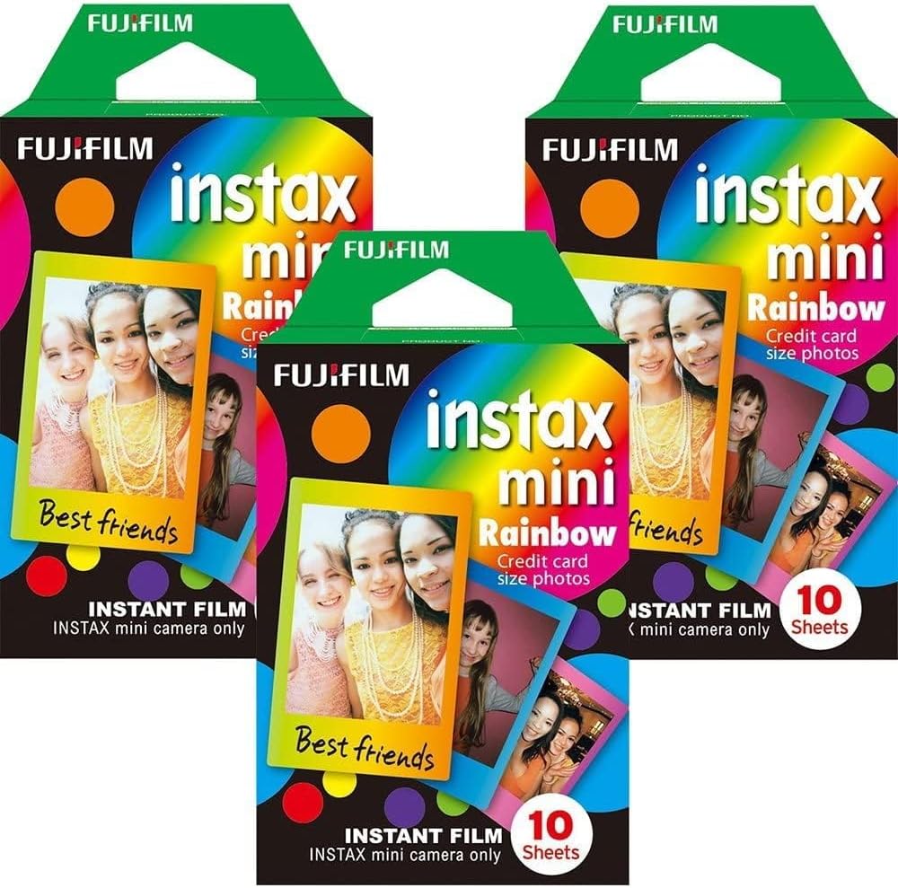 Fujifilm Instax Mini Film multicolore instantané, 10 feuilles, (ensemble économique de 3 et 5 paquets)... (Arc-en-ciel) – Image 4