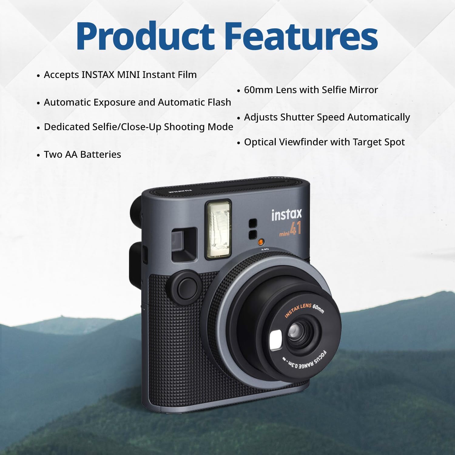 Ensemble appareil photo instantané FUJIFILM Mini 41 – Appareil photo instantané avec mini film Fujifilm (20 feuilles), album photo, piles, chiffon de nettoyage et accessoires – Cadeau idéal pour les enfants, les adolescents et les débutants – Image 4