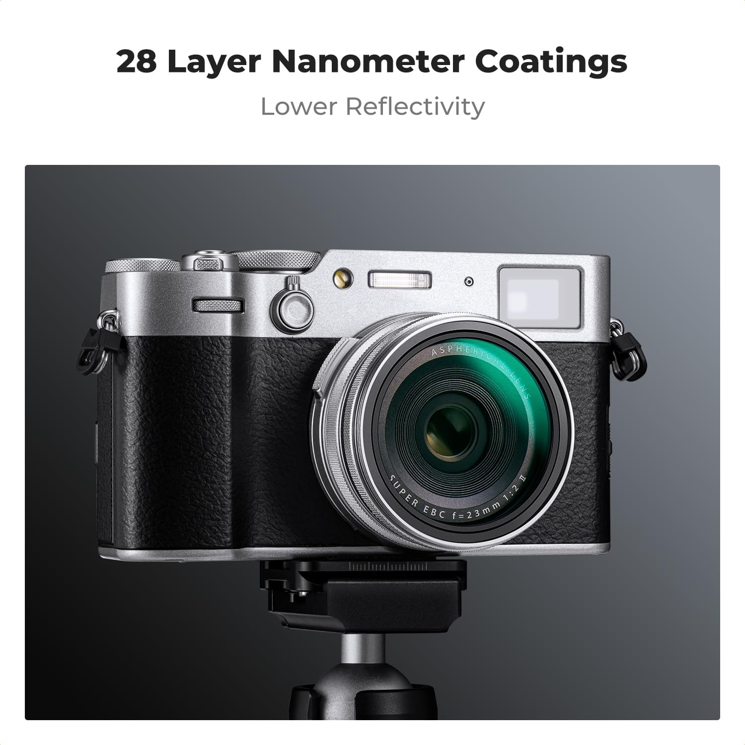 K&F CONCEPT Filtre d'objectif de caméra de protection MCUV (cadre argenté) compatible avec les accessoires de la série Fujifilm X100 - X100/X100F/X100S/X100T/X100V/X100VI, 28 filtres UV HD étanches multi-revêtements – Image 5
