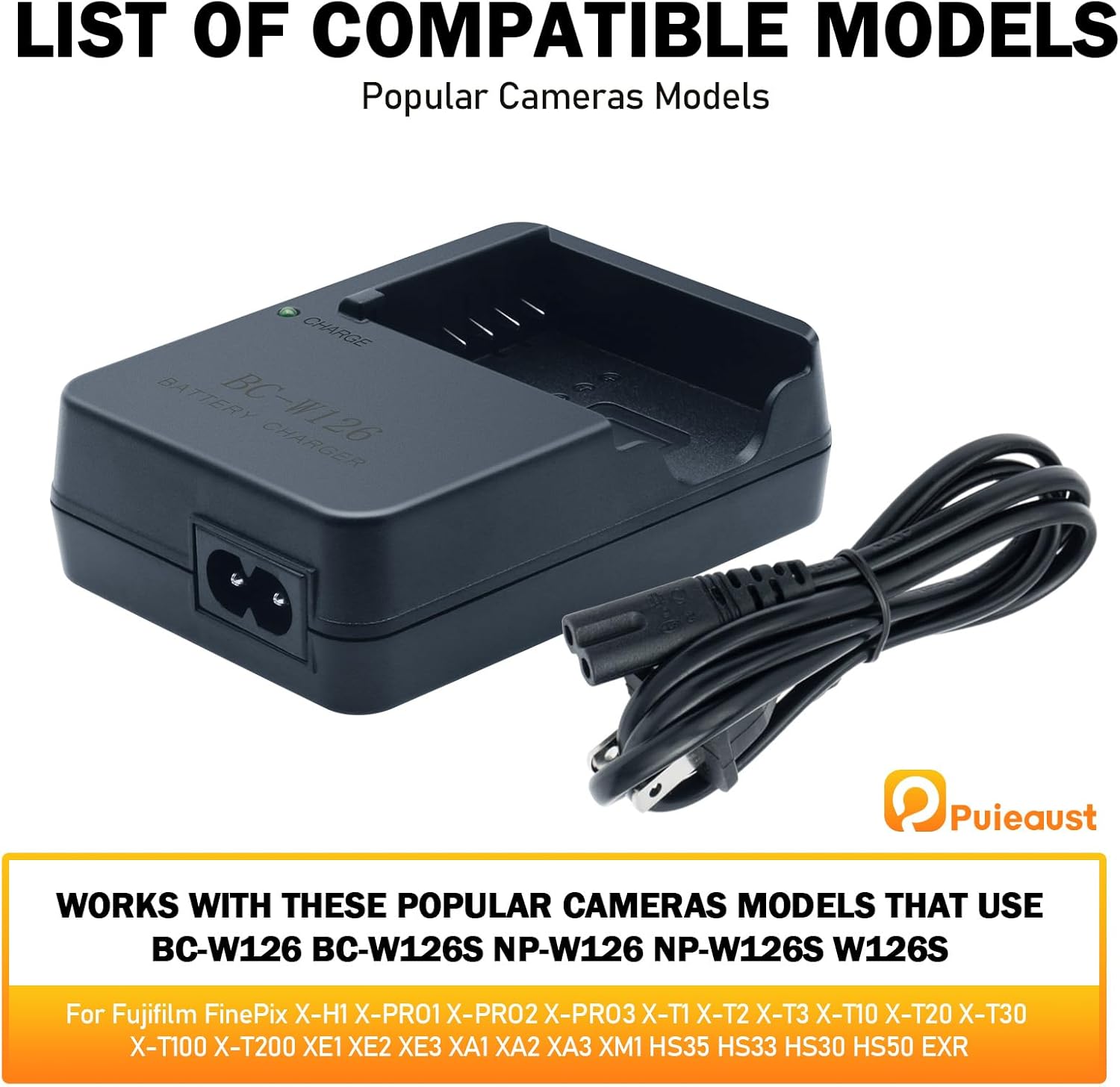 BC-W126 Chargeur de batterie pour appareil photo Fujifilm FinePix X-PRO1 X-PRO2 X-PRO3 XH1 XT1 XT2 XT3 XT10 XT20 XT30 XT100 XT200 XE1 XE2 XE2S XE3 XE4 XA1 XA2 XA3 XA5 XA7 XA10 XM1 X100VI X100V X100F HS30 33 35 50 – Image 5