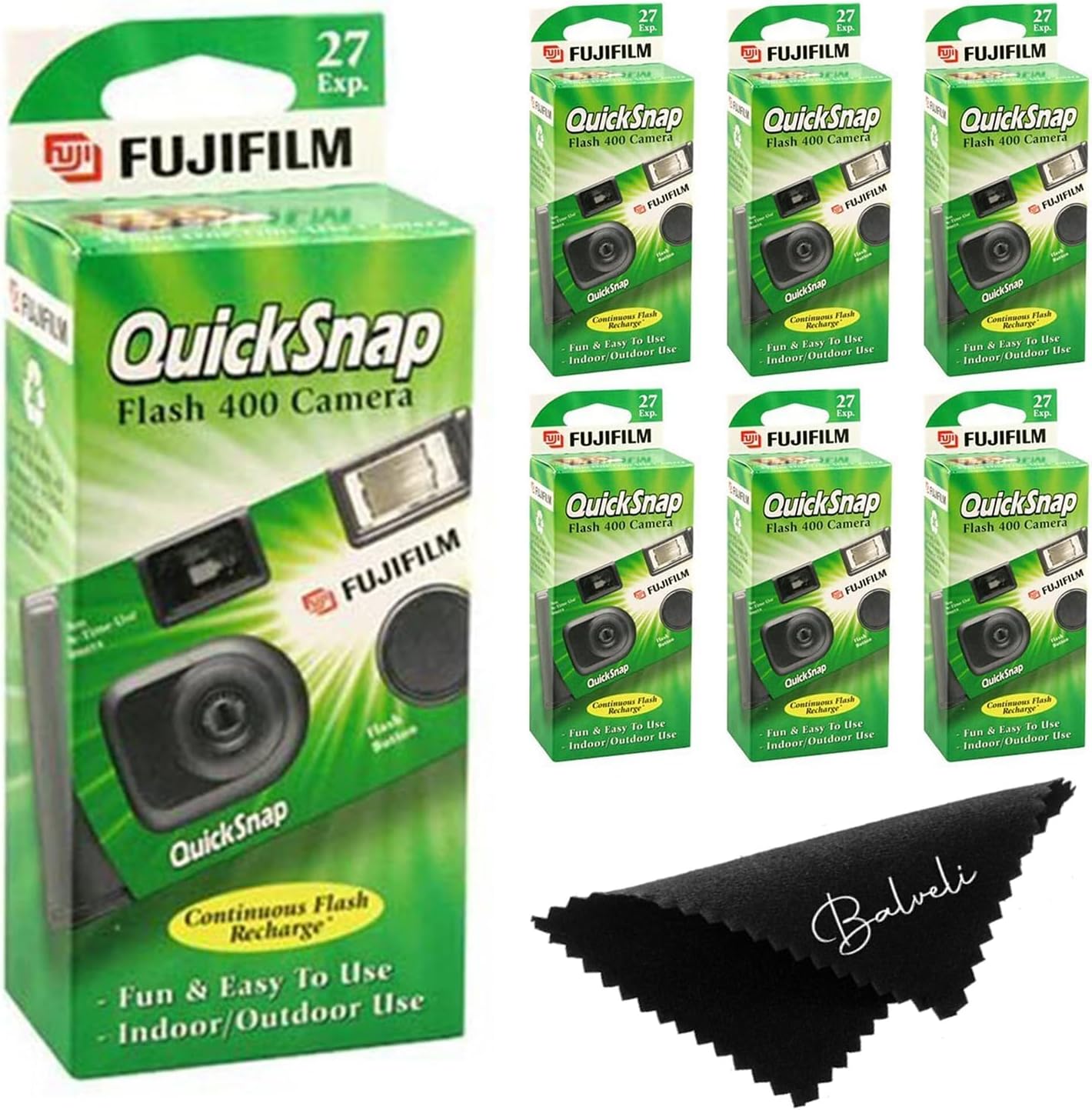 Appareil photo jetable Fujifilm Quicksnap Flash 400 Iso, paquet de 6, appareil photo 35 mm, 27 Exp, Balveli Coth, Fuji Film jetable en vrac, paquet de 6 appareils photo jetables Fuji. – Image 2