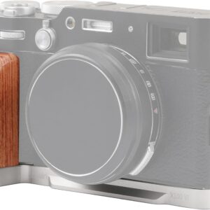 Foto4easy Poignée en bois en forme de L pour appareil photo FUJIFILM X100VI/X100V avec plaque de base à dégagement rapide pour Arca Swiss, argent